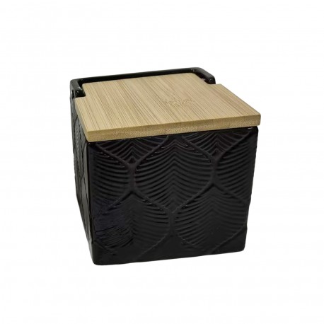 SALEIRO QUADRADO PRETO FOLHAS