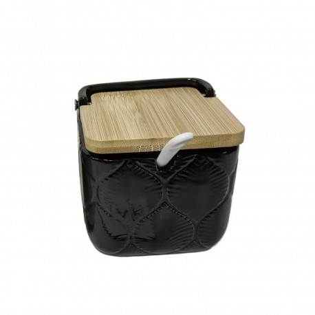 AÇUCAREIRO QUADRADO PRETO FOLHAS