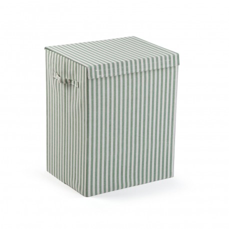 CESTO ROUPA DOBRÁVEL RISCAS VERDE