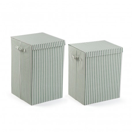 CESTO ROUPA DOBRÁVEL RISCAS VERDE