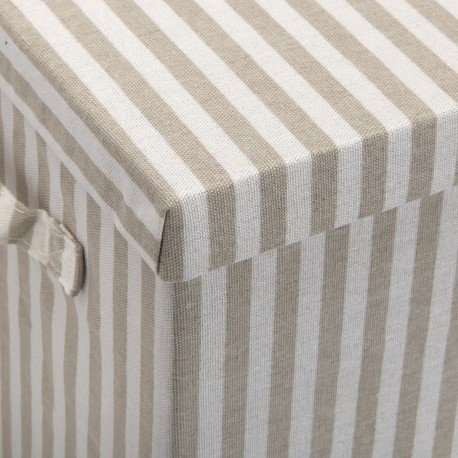 CESTA COM TAMPA RETANGULAR RISCAS CINZA