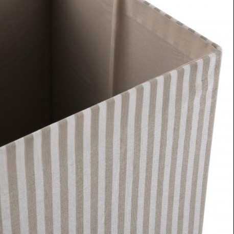 CESTA COM TAMPA QUADRADA RISCAS CINZA