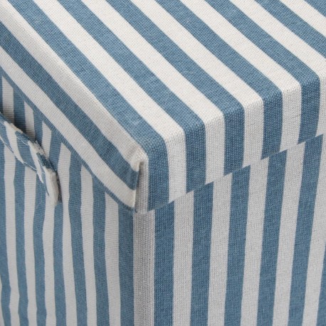 CESTA COM TAMPA QUADRADA RISCAS AZUL