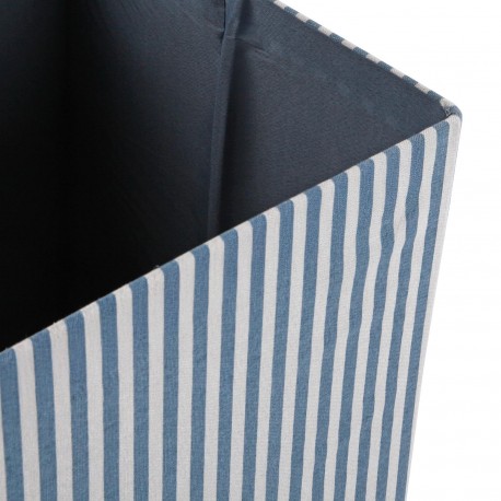 CESTA COM TAMPA QUADRADA RISCAS AZUL