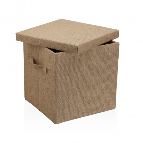 CESTA COM TAMPA QUADRADA JUTA