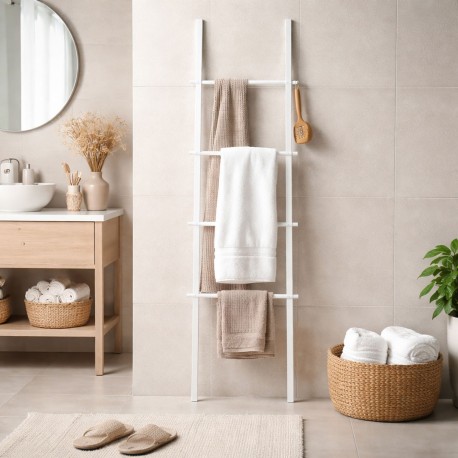 ESCADA TOALHEIRO BAMBU BRANCO
