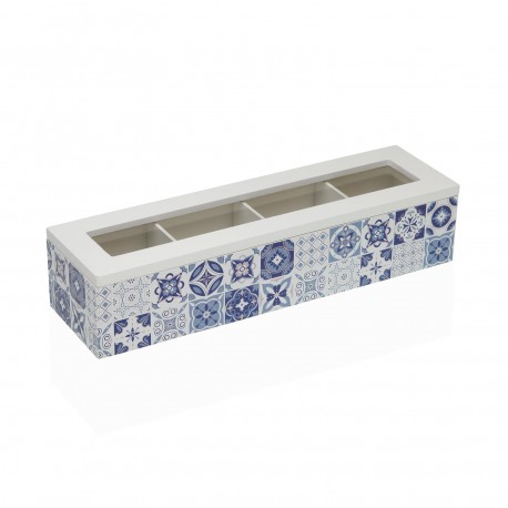 CAIXA DE CHÁ AZURITA 4 COMPARTIMENTOS