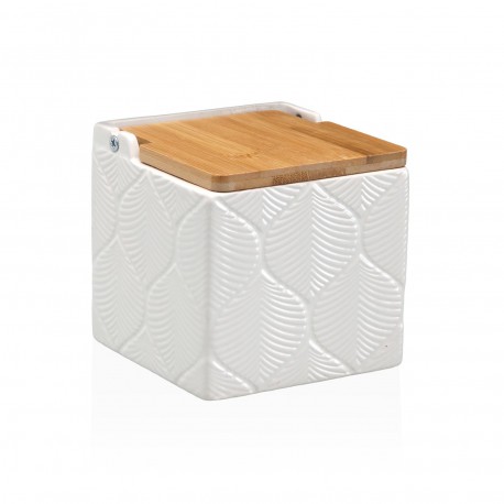 SALEIRO QUADRADO BRANCO FOLHAS