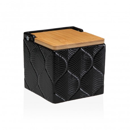 SALEIRO QUADRADO PRETO FOLHAS