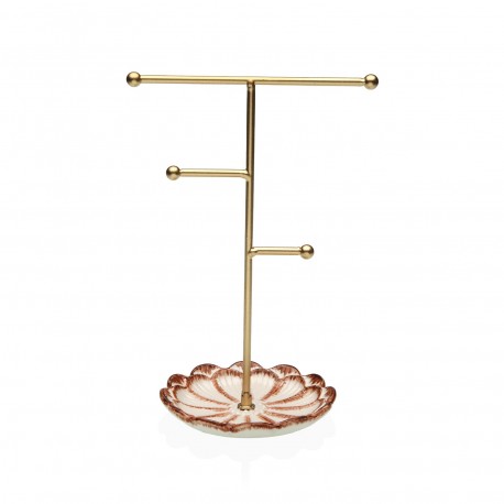 SUPORTE JOIAS DOURADO BASE FLOR