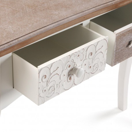 CONSOLA RÚSTICA BRANCA 3 GAVETAS