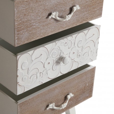 CÓMODA RÚSTICA BRANCA 4 GAVETAS/1 PORTA