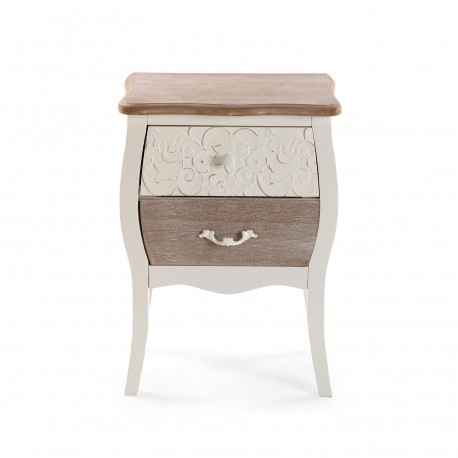 MESA DE CABECEIRA RÚSTICA BRANCA 2 GAVETAS