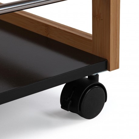 CARRINHO 3 PRATELEIRAS PRETO BAMBU COM RODAS