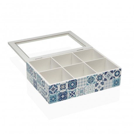 CAIXA DE CHÁ AZURITA 6 COMPARTIMENTOS