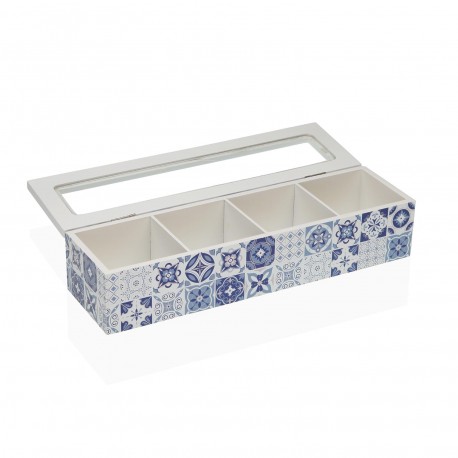 CAIXA DE CHÁ AZURITA 4 COMPARTIMENTOS