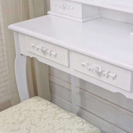 TOUCADOR BRANCO COM BANCO E LUZES LED SPARKLE