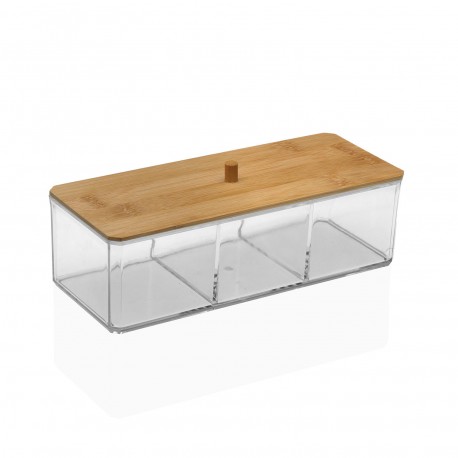 CAJA RECTANGULAR 3 COMPARTIMENTOS TAPA BAMBU