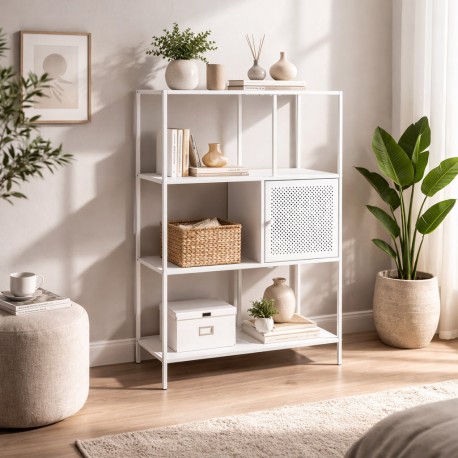 ESTANTE 4 PRATELEIRAS BRANCO C/ GAVETA