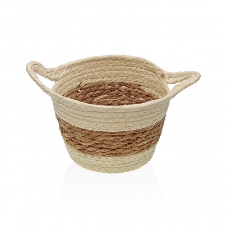 CESTO FIBRA VEGETAL C/ASAS BEGE 19CM