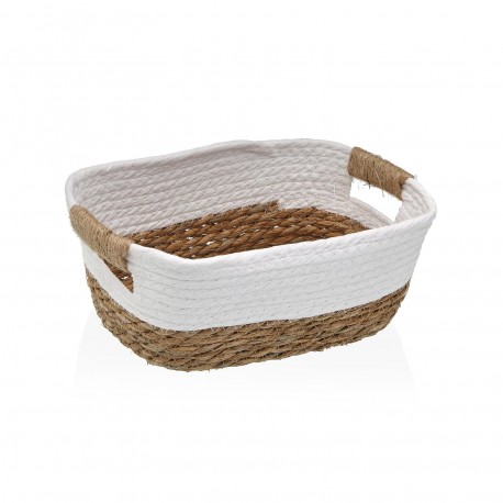 CESTO FIBRA VEGETAL C/ASAS BRANCO 27X20