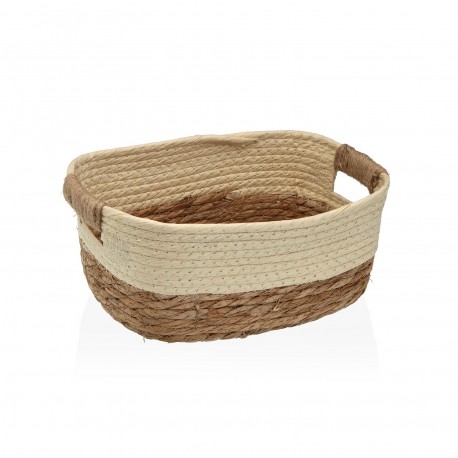 CESTO FIBRA VEGETAL C/ASAS BEGE 27X20