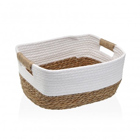CESTO FIBRA VEGETAL C/ASAS BRANCO 31X23