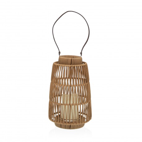 FAROL COM VELA LED LUMIA CASTANHO 27 CM
