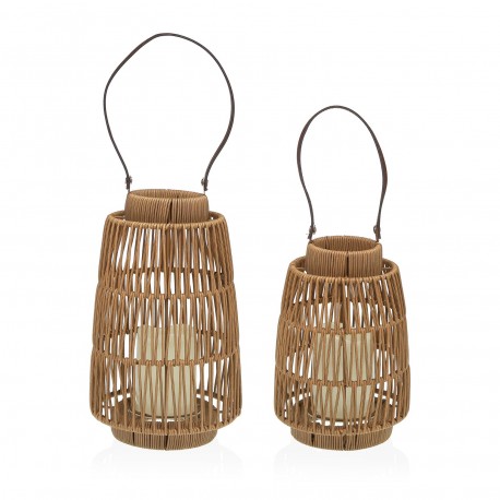 FAROL COM VELA LED LUMIA CASTANHO 21 CM