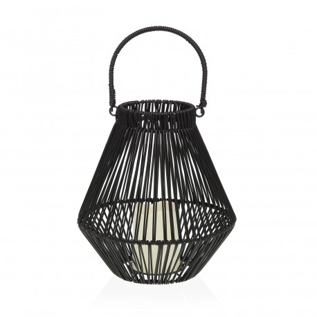 FAROL COM VELA LED NORELA PRETO 26 CM