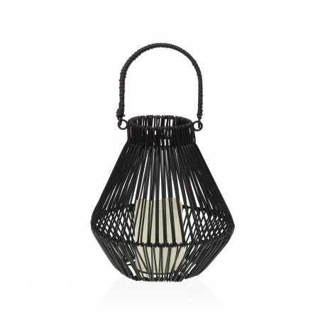 FAROL COM VELA LED NORELA PRETO 23 CM