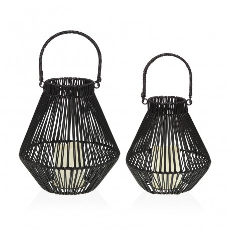 FAROL COM VELA LED NORELA PRETO 23 CM