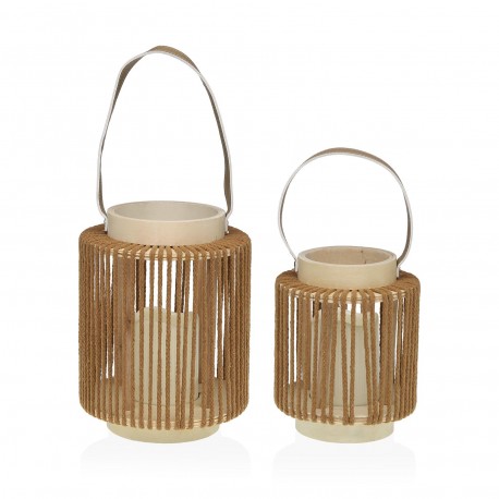 FAROL COM VELA LED ORAYA CASTANHO 18 CM