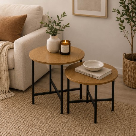 CONJUNTO MESAS CENTRO MAITE PRETAS