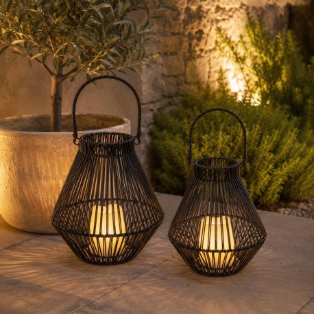 FAROL COM VELA LED NORELA PRETO 26 CM
