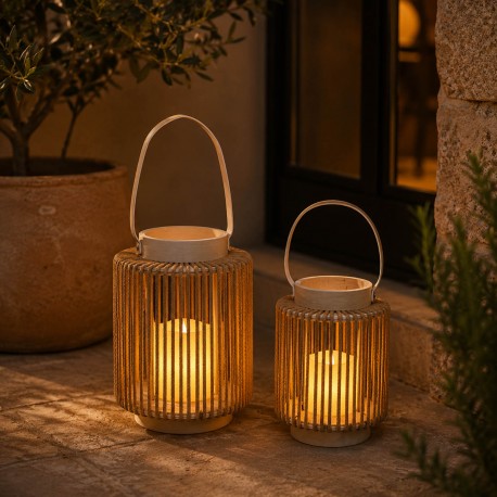 FAROL COM VELA LED ORAYA CASTANHO 18 CM