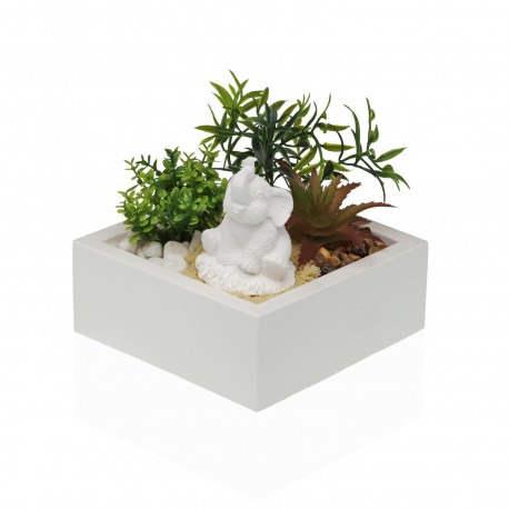 VASO DE CIMENTO COM PLANTA E ELEFANTE