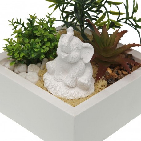 VASO DE CIMENTO COM PLANTA E ELEFANTE