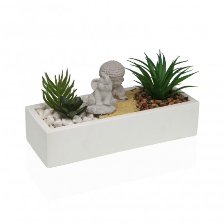 VASO CIMENTO BRANCO PLANTA ELEFANTE BUDA