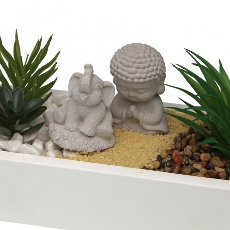 VASO CIMENTO BRANCO PLANTA ELEFANTE BUDA