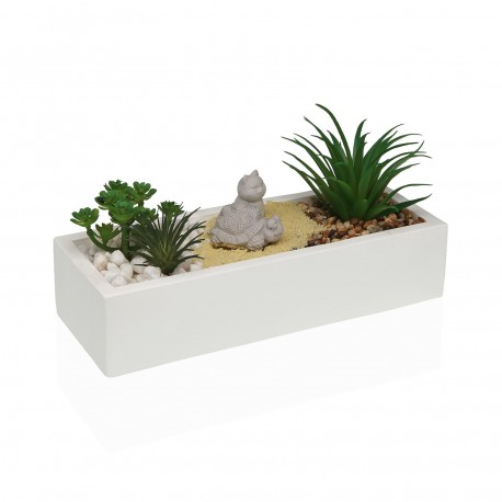 VASO CIMENTO BRANCO PLANTA TARTARUGA GATO