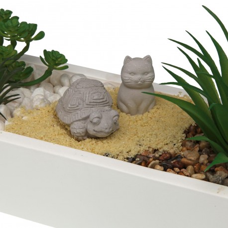 VASO CIMENTO BRANCO PLANTA TARTARUGA GATO