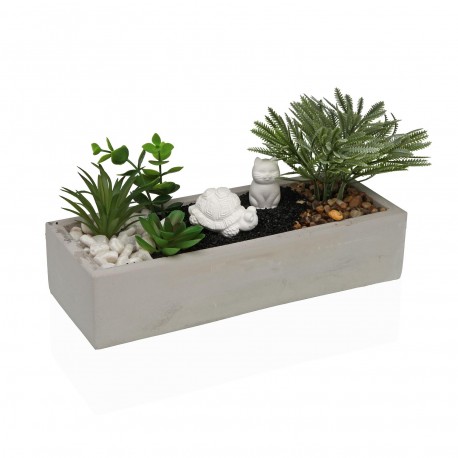 VASO CIMENTO BRANCO PLANTA TARTARUGA GATO