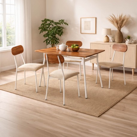 CONJUNTO MESA E 4 CADEIRAS DENALI BRANCO