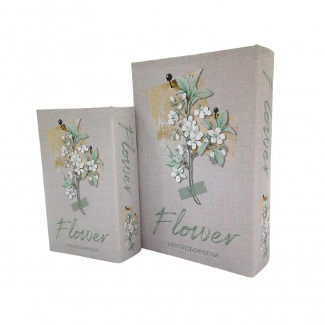 CONJUNTO 2 LIVROS DECORATIVOS FLOR