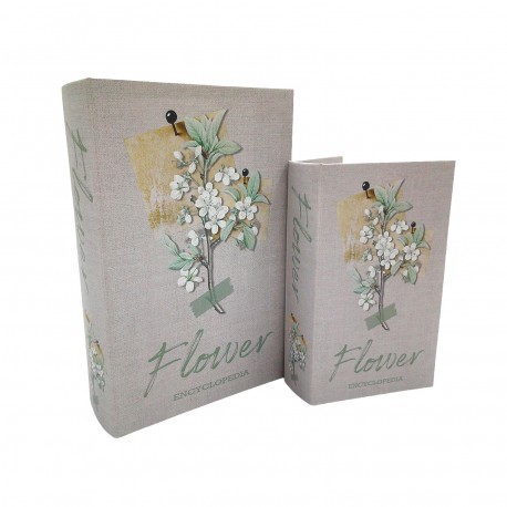 CONJUNTO 2 LIVROS DECORATIVOS FLOR