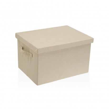 CESTA RETANGULAR COM TAMPA DOBRÁVEL CREME