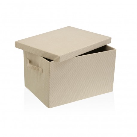 CESTA RETANGULAR COM TAMPA DOBRÁVEL CREME
