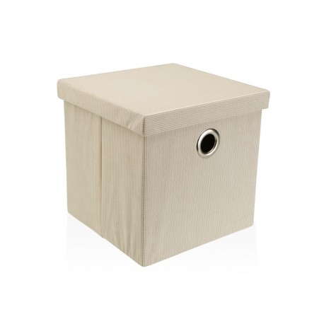 CESTA QUADRADA COM TAMPA DOBRÁVEL CREME