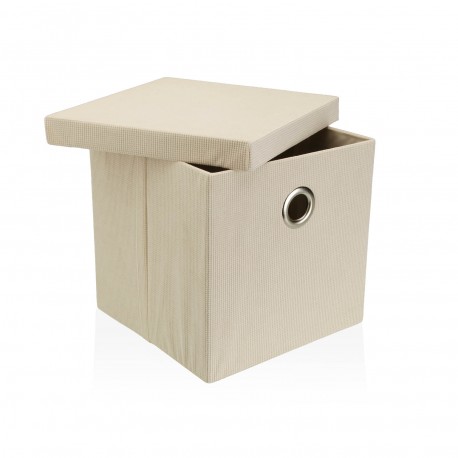 CESTA QUADRADA COM TAMPA DOBRÁVEL CREME